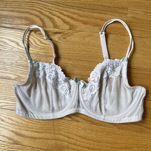 Adore Me Bra 32DD White Lace Unlined Underwire Split Adjustable Strap